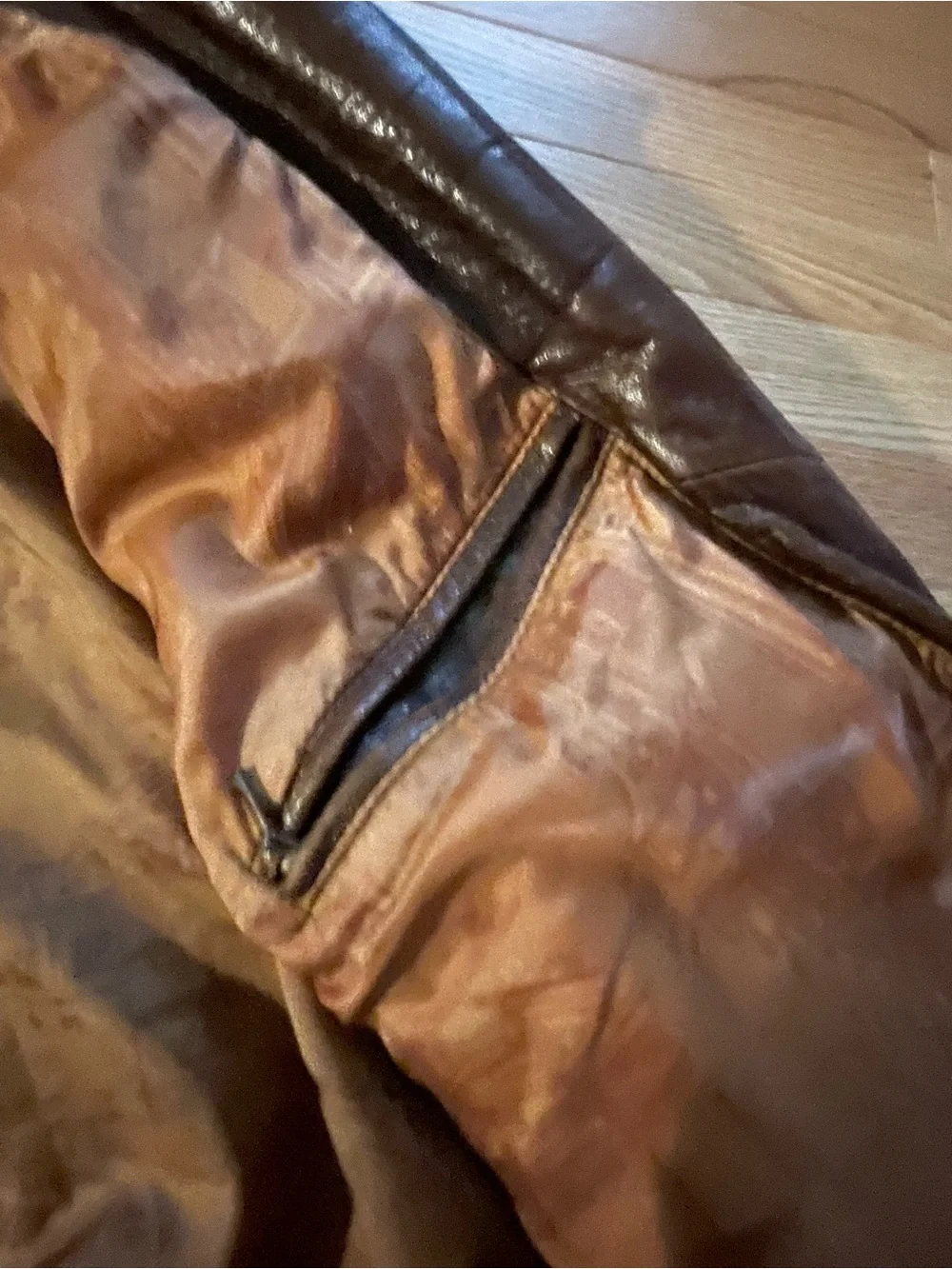 Vintage Structure Men's Brown Leather Bomber Jacket soft large